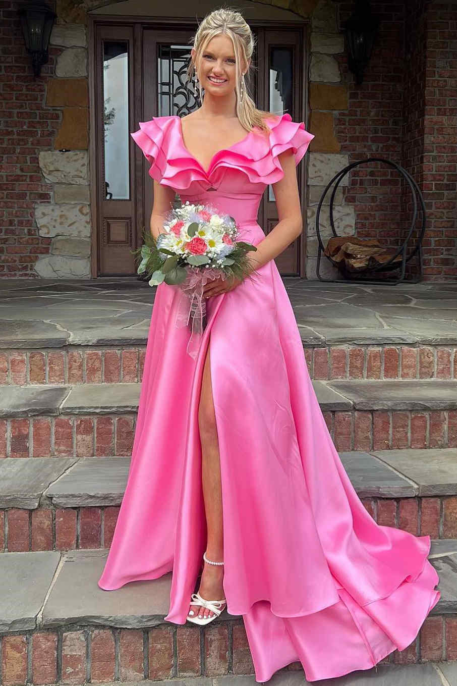 Ruffle Collar Bridesmaid Dress