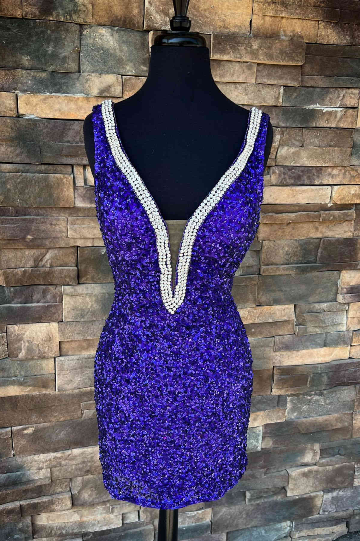 Purple sequin dress on sale short