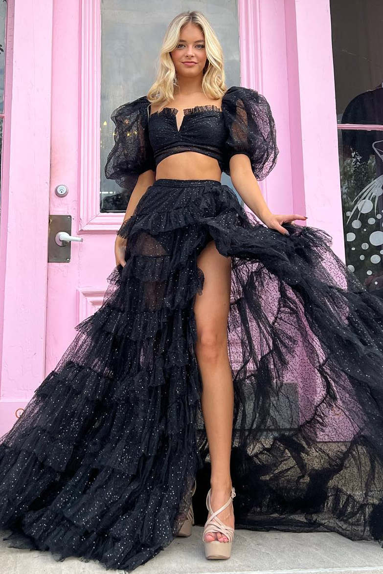 Black Ruffle Prom Dresses