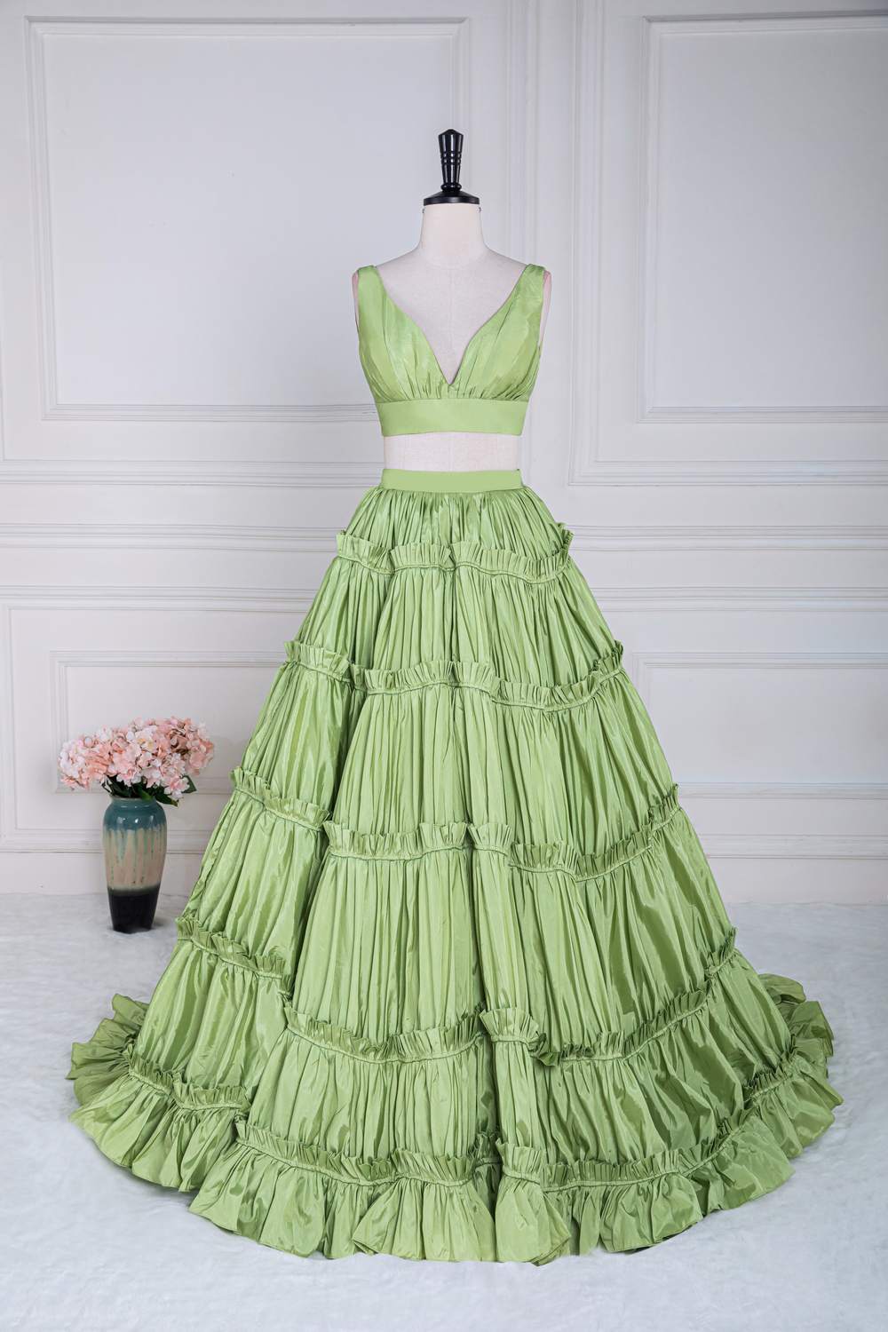 Lime Green Taffeta Dress