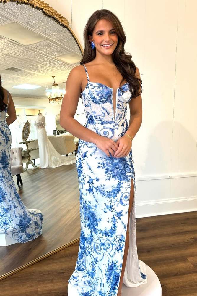 Print Mermaid Prom Dress