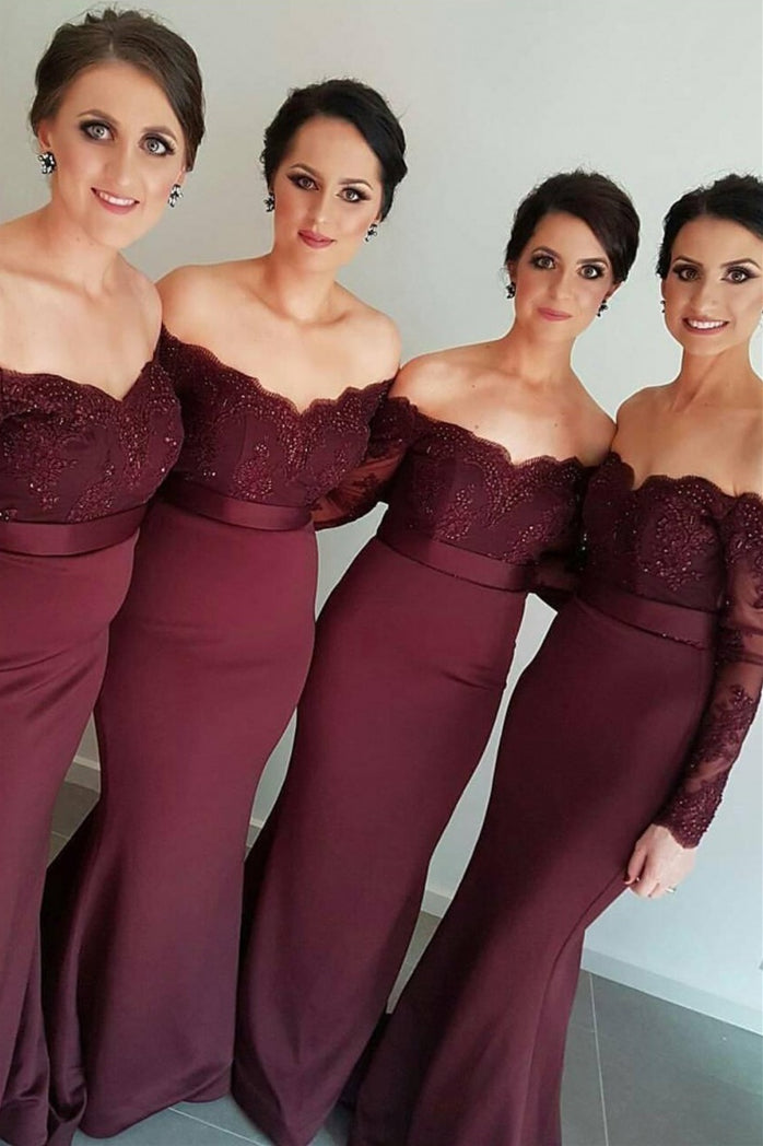 Burgundy bridesmaid outlet dresses mermaid