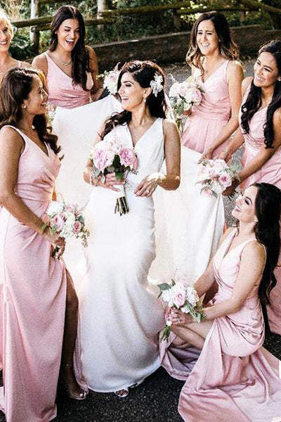 Pale Pink Bridesmaid Dresses Beach