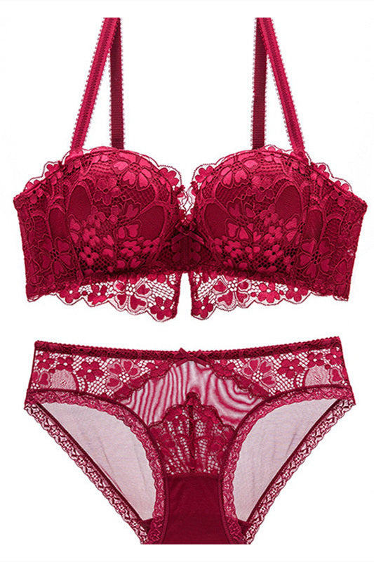 women's fancy lingeries set in Red colour fancy bra panty set in lace