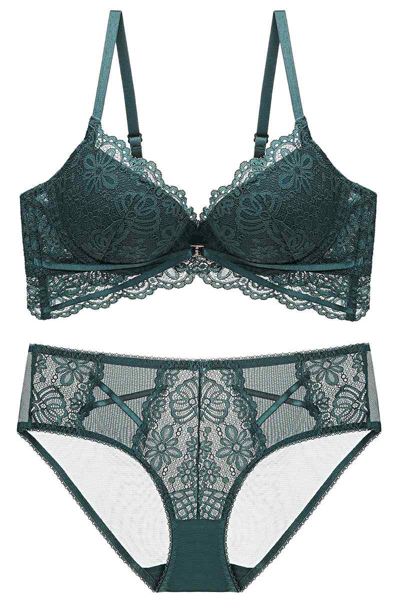 Free Shipping Elegant Dark Green Lace Lingerie Set – FancyVestido