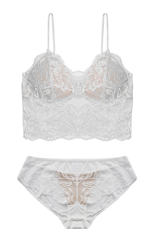 Elegant Breathable White Lace Lingerie Set – FancyVestido
