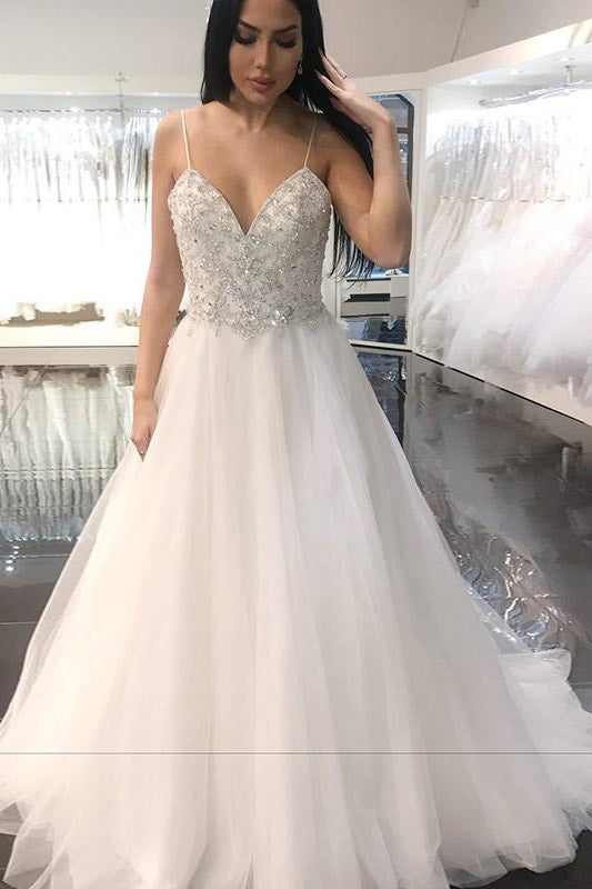 ball gown wedding dresses with bling and straps