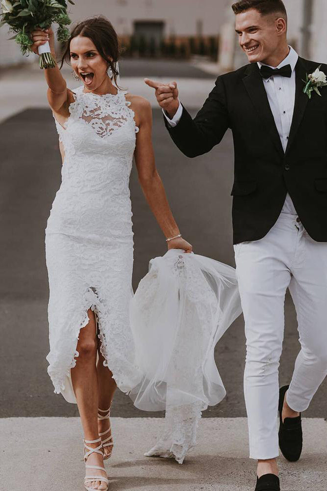 Wedding Dress with Front Slit