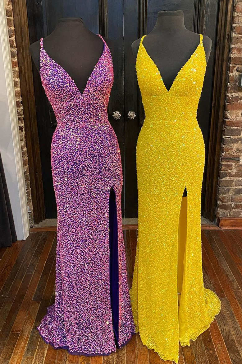 Yellow Halter Prom Dresses