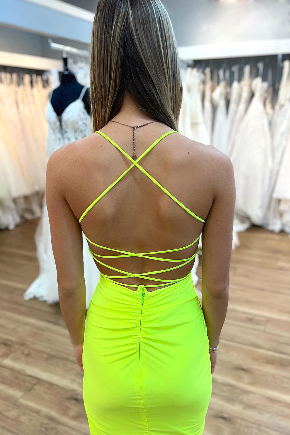 Neon yellow green dress best sale