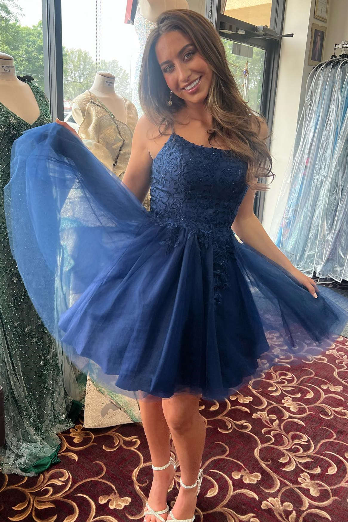 Navy blue best sale homecoming dresses 2019