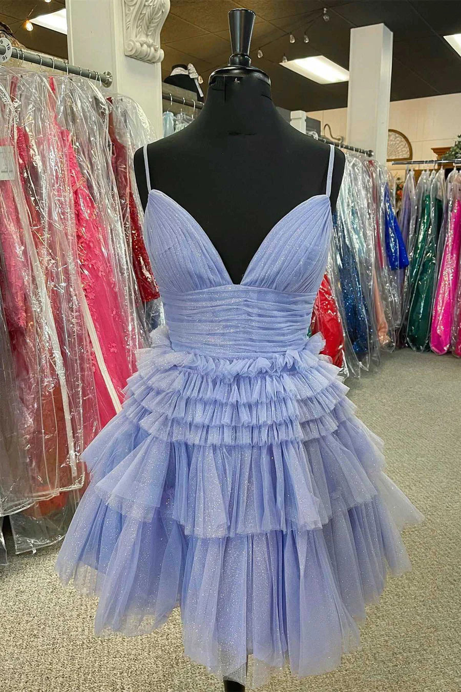 Sweetheart Periwinkle Corset Ruffle Homecoming Dress