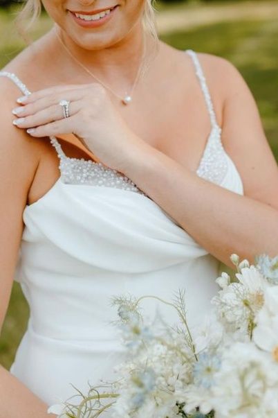 Straps Pleated Mermaid Wedding Dress with Beading