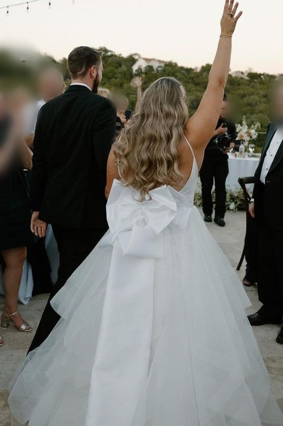 Multi- Layered Tulle Wedding Dress with Bow