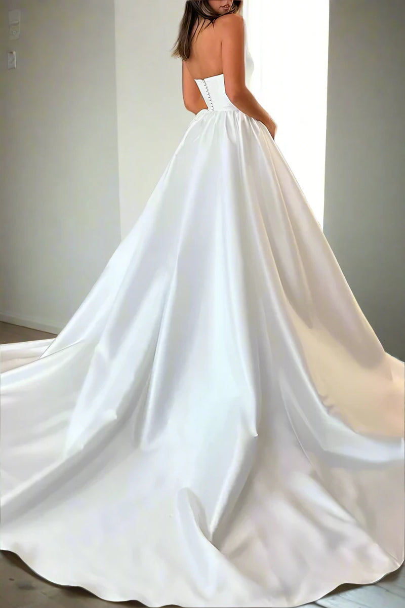 Strapless Ball Gown Satin Wedding Dress