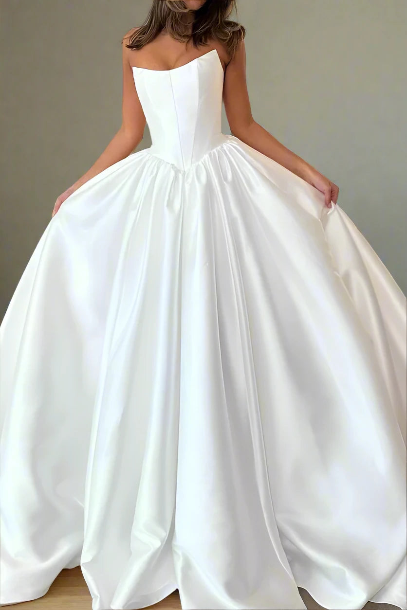 Strapless Ball Gown Satin Wedding Dress