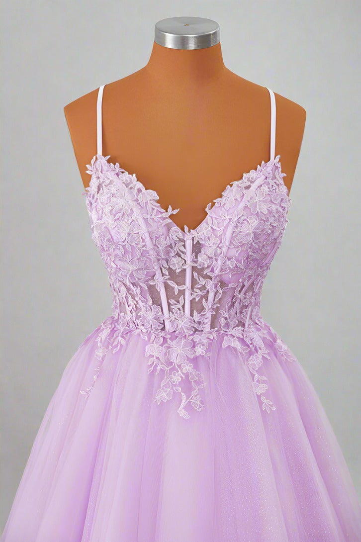 Lavender Short Party Dress Front Shot