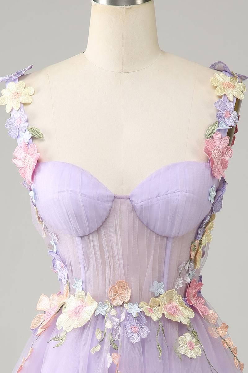 Short Lavender Floral Dress Front Short
