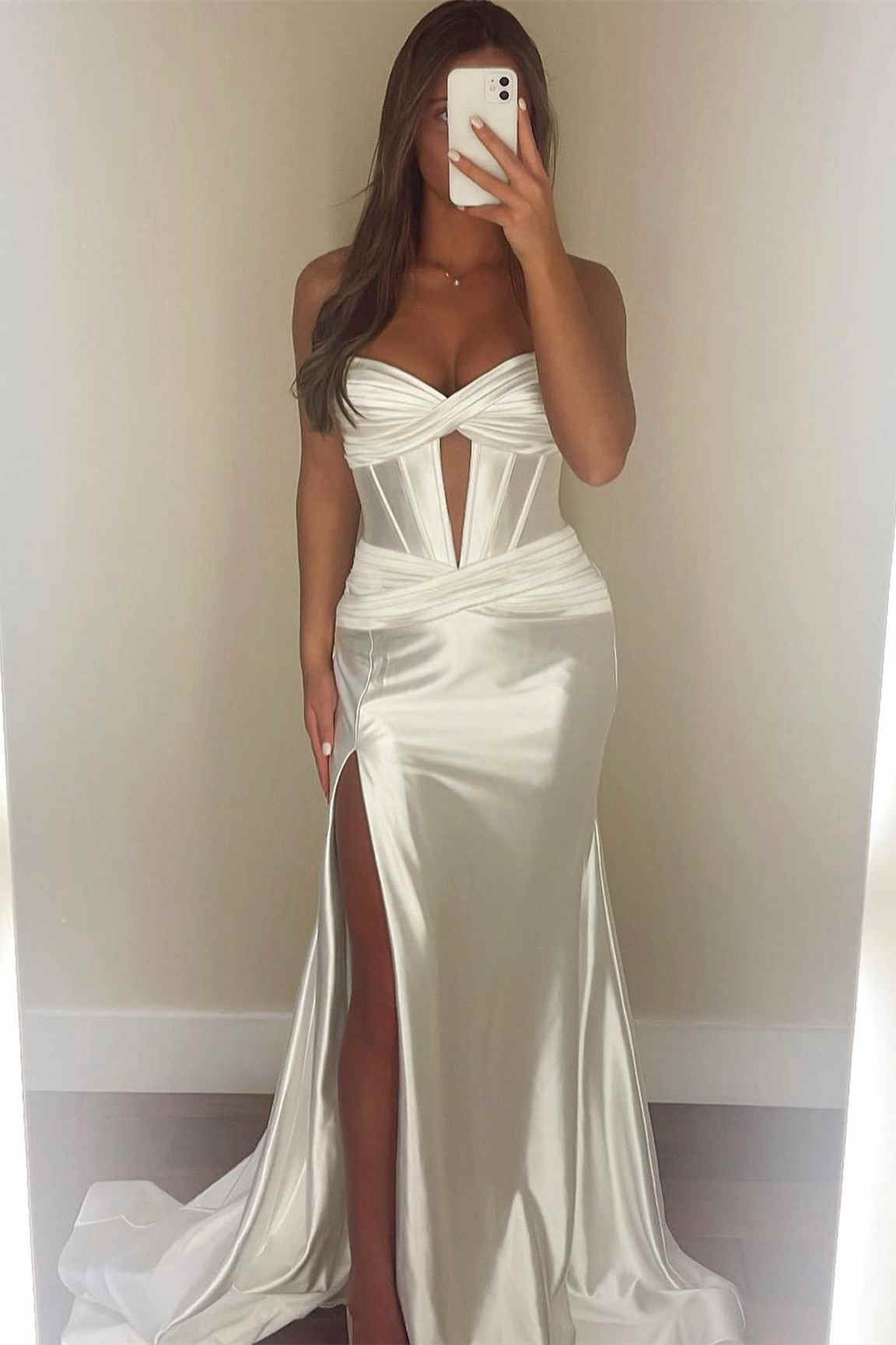 Sweetheart Cut Out Mermaid Long Prom Dress with Slit FancyVestido