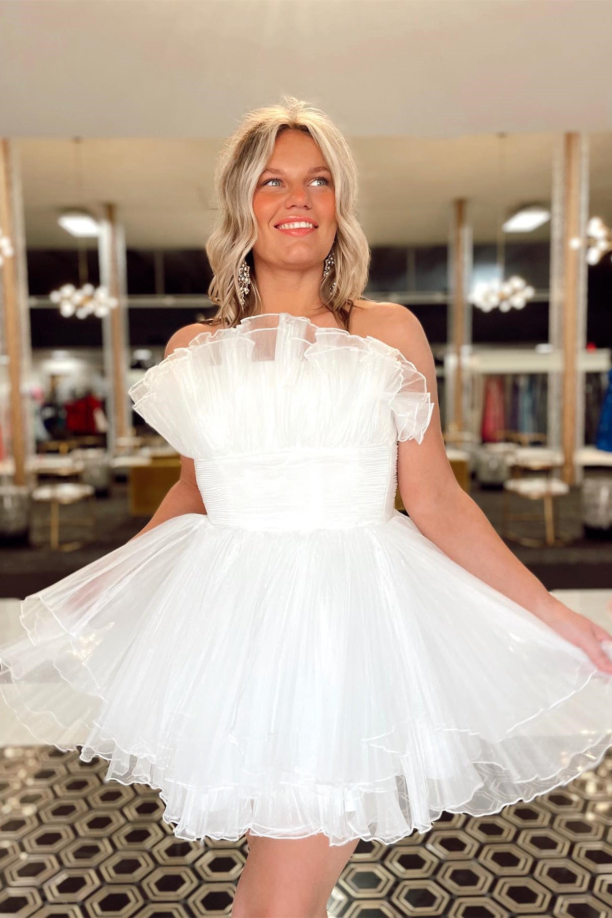 White Tulle Mini Dress