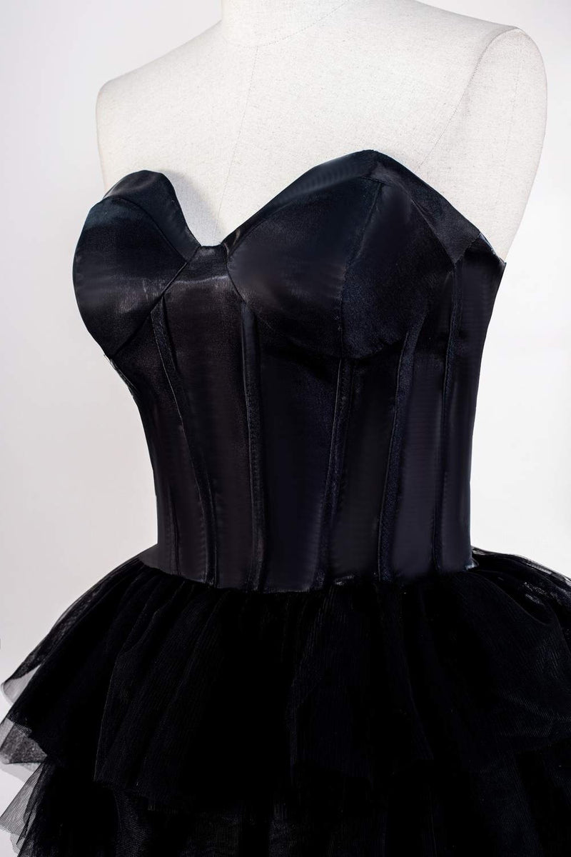 Sheer Black Tulle Overlay Double-slit Prom Dress - Promfy