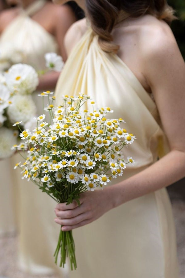 Yellow Halter Long Bridesmaid Dress with Twist Knot