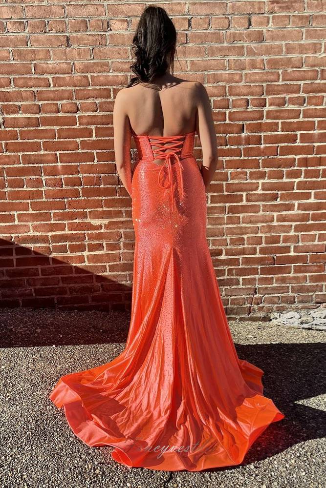 Sweetheart Keyhole Beaded Mermaid Prom Dress with Slit