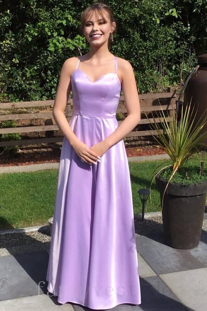 Elegant Satin A-Line Prom Dress with Lace-up Back