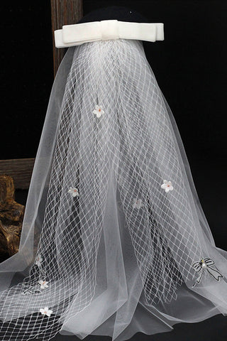 FancyVestido White Bridal Veil with Gold Headdress