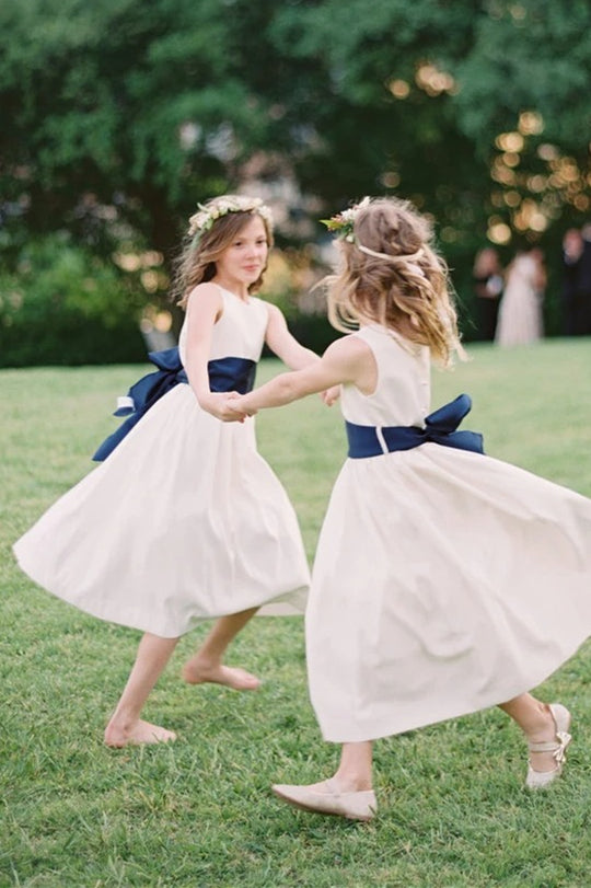 Navy blue and white shops flower girl dresses