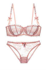 Sexy Illusion Pearl Pink Lace Lingerie Set – FancyVestido