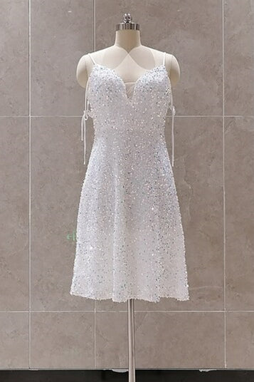 Stunning A-Line White Sequins Party Dress