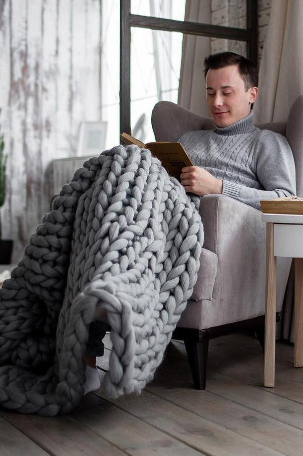 Heavy chunky knit blanket sale