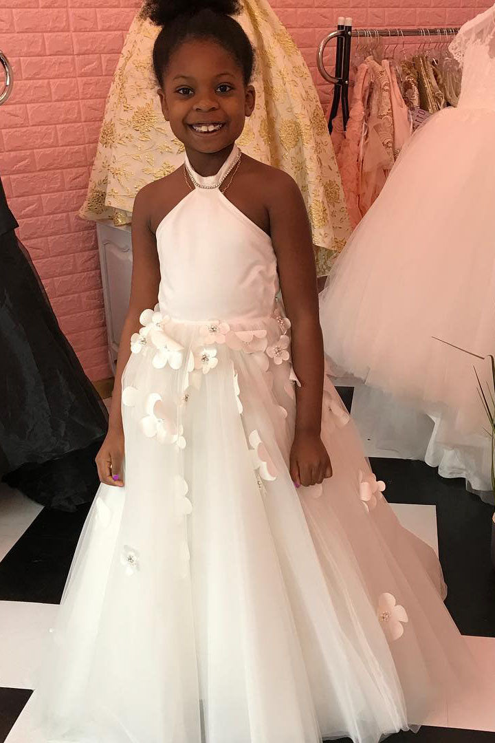 Ivory Halter chiffon dress - off white 2024 flower girl dress - 3-Tier Chiffon Flower Girl Dress - Toddler Flower Girl Dress - Chiffon Flower Gir