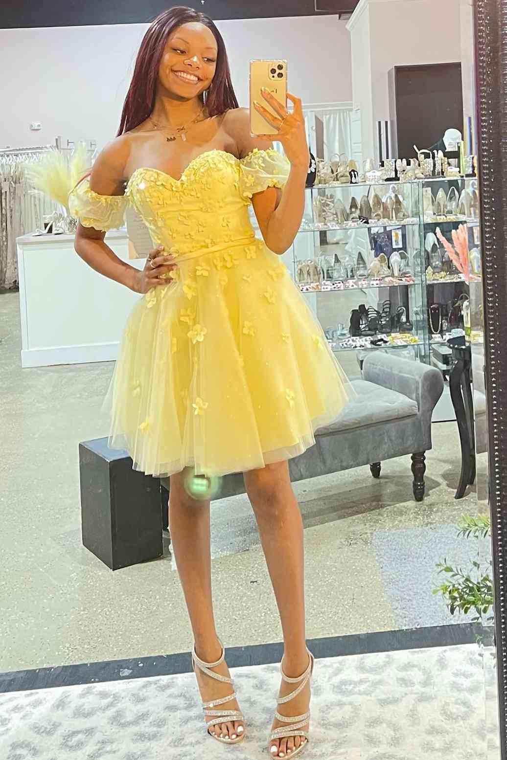 Homecoming dresses 2019 yellow best sale