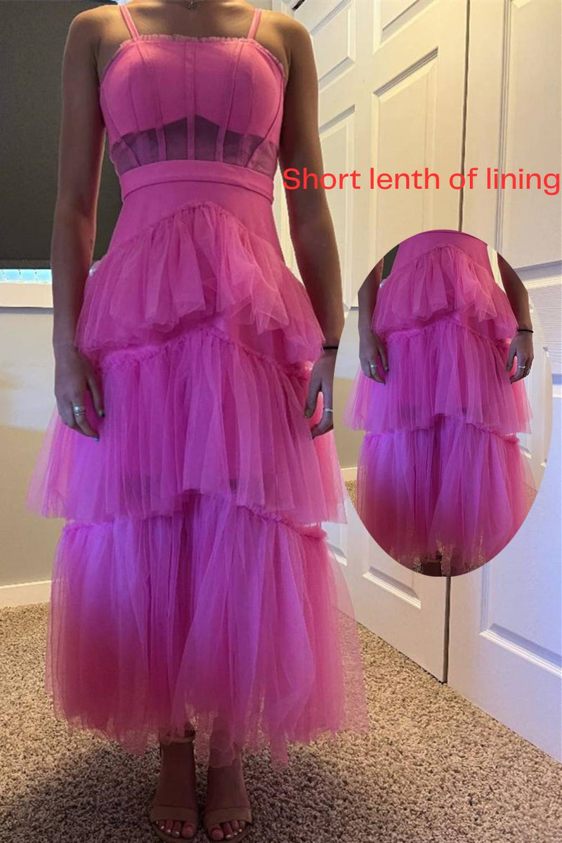 Princess Hot Pink Tiered Tulle Prom Dress – FancyVestido