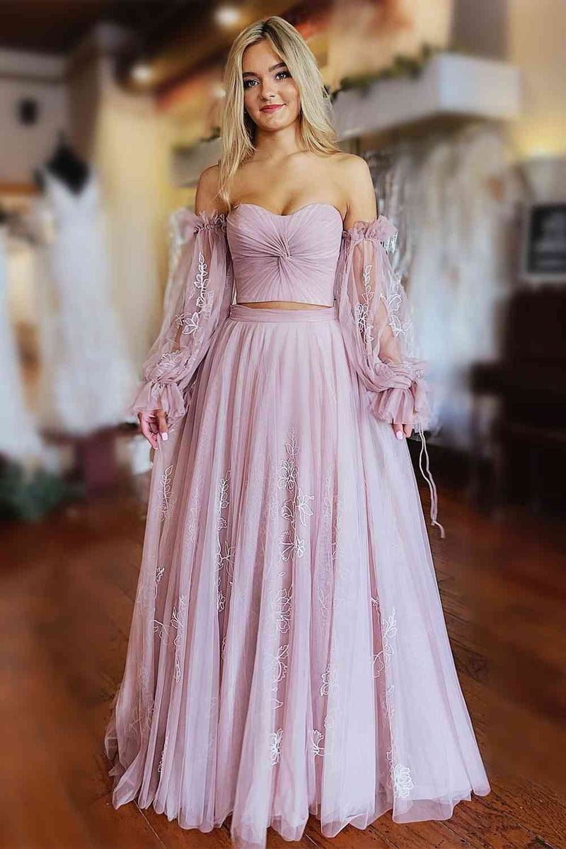 Blush Pink Prom Dress Sweetheart Ruffles Tiered Pleated Tulle Prom