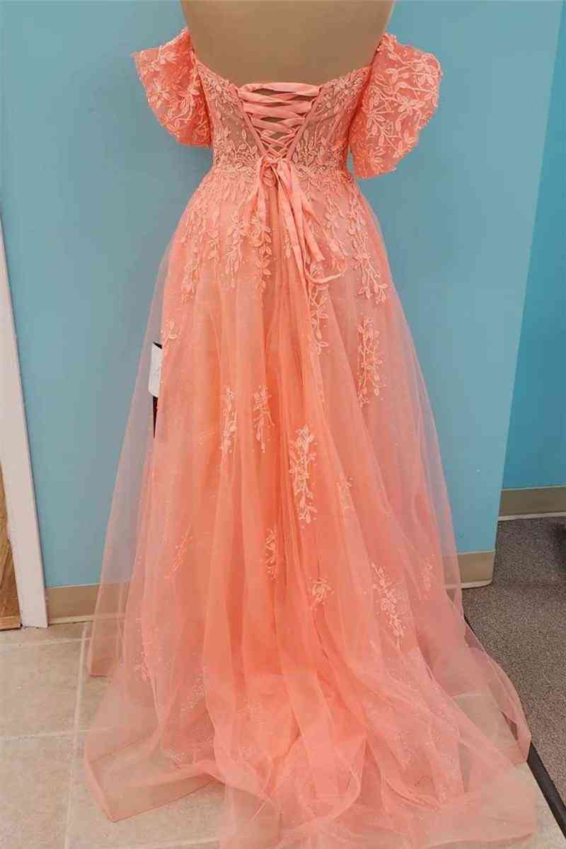 Coral peach gown best sale