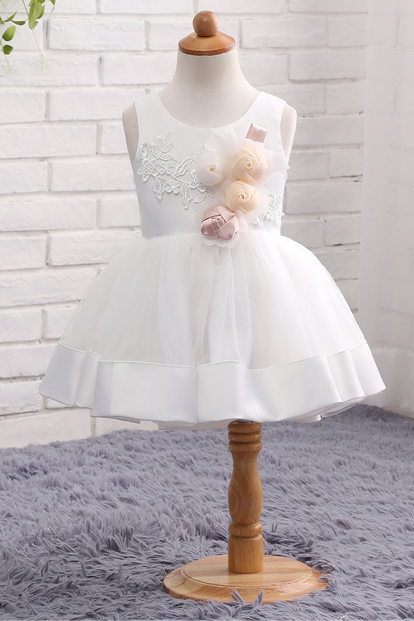 Adorable White Mini Flower Girl Dress