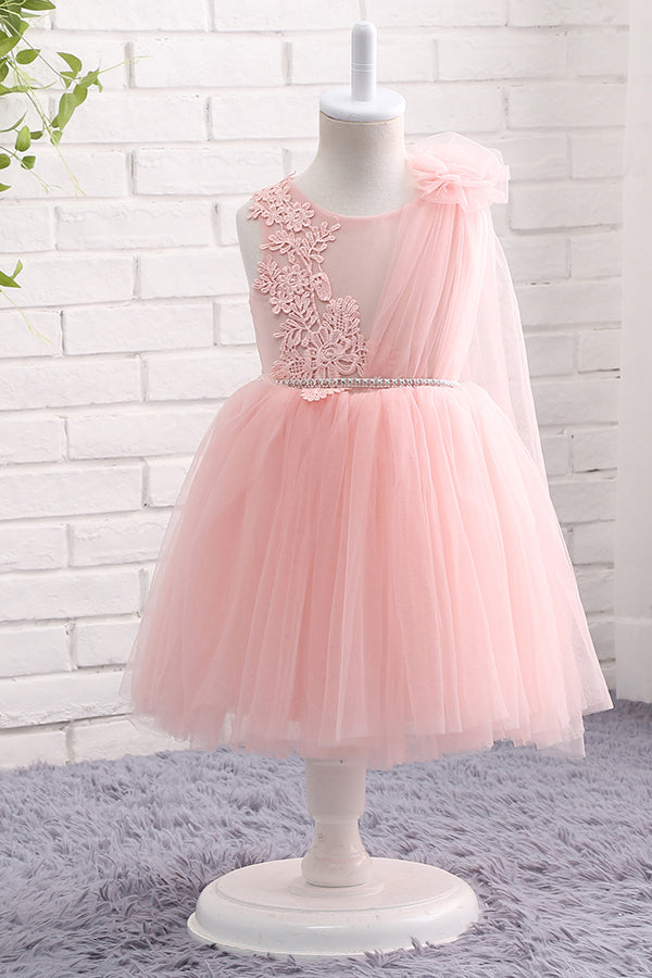 Pink Appliques Flower girl Dress – FancyVestido